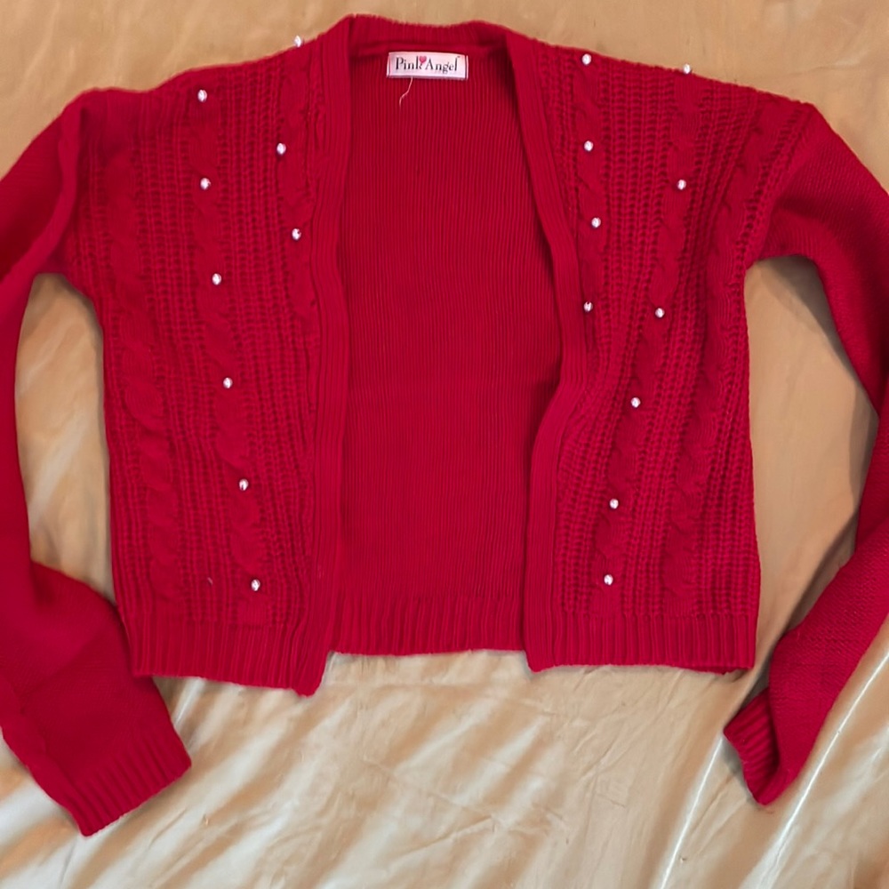 Girls Pearl embellished cardigan